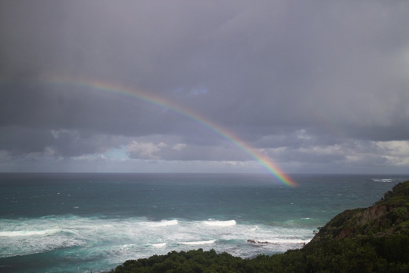 Rainbow over the sea in the Great Otway National Park